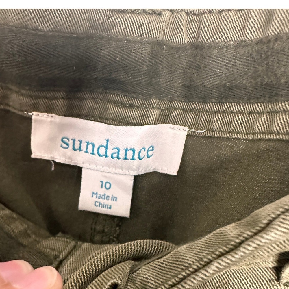 Sundance Olive Green Embroidered Cargo Pants Women 10 Floral Utility Button Fly - Picture 5 of 11
